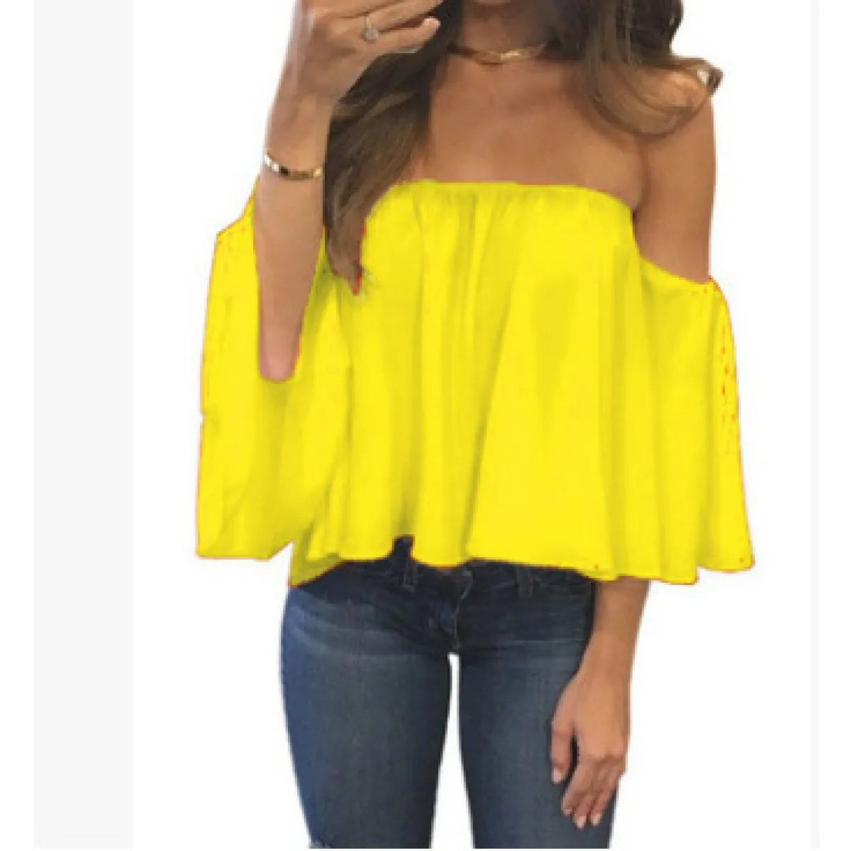 Women’s Off Shoulder Top Loose Fit Casual T Shirt