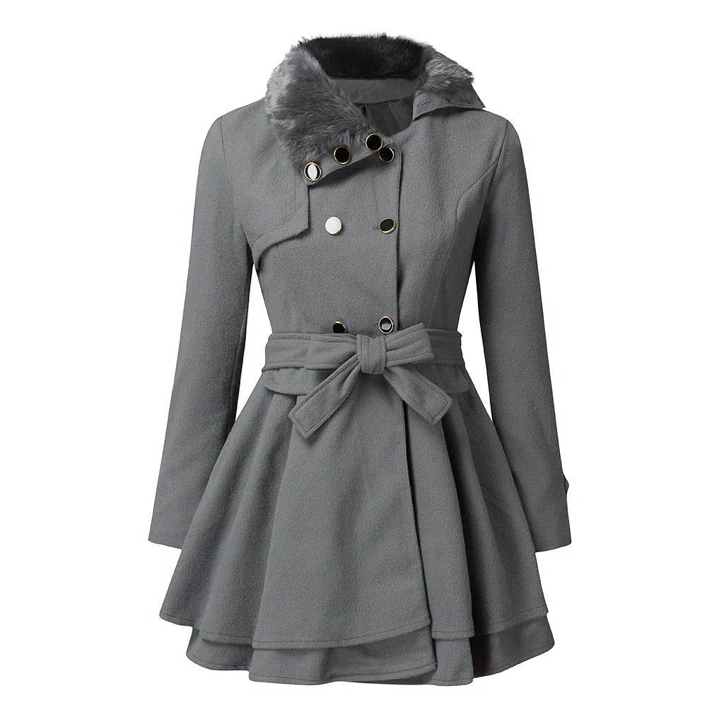Antonella | Chic trench coat with vegan fur for a luxurious look