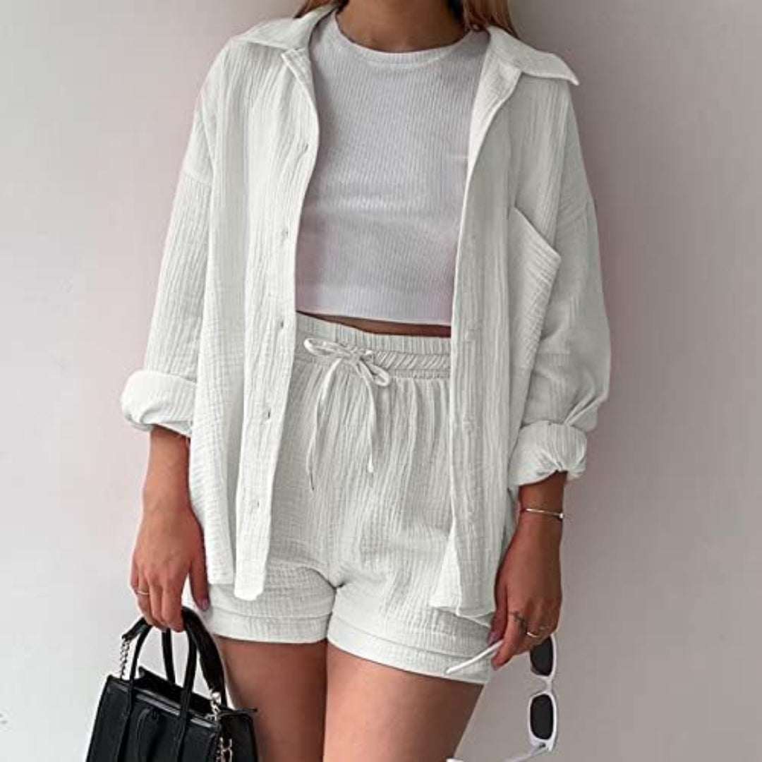 Adelie | Stylish Relaxed Fit Button-Up Set