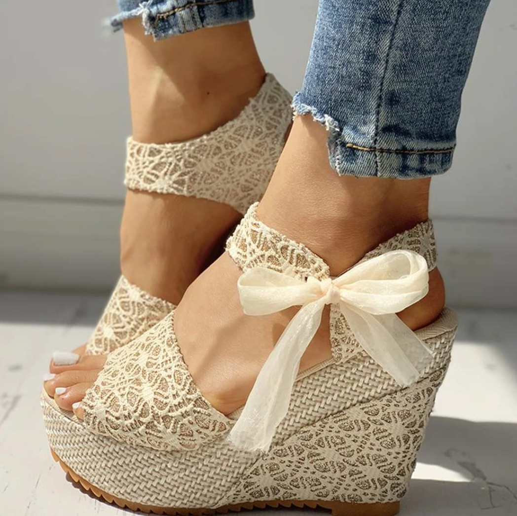 Women's Lace-Up Wedge with Platform Sole