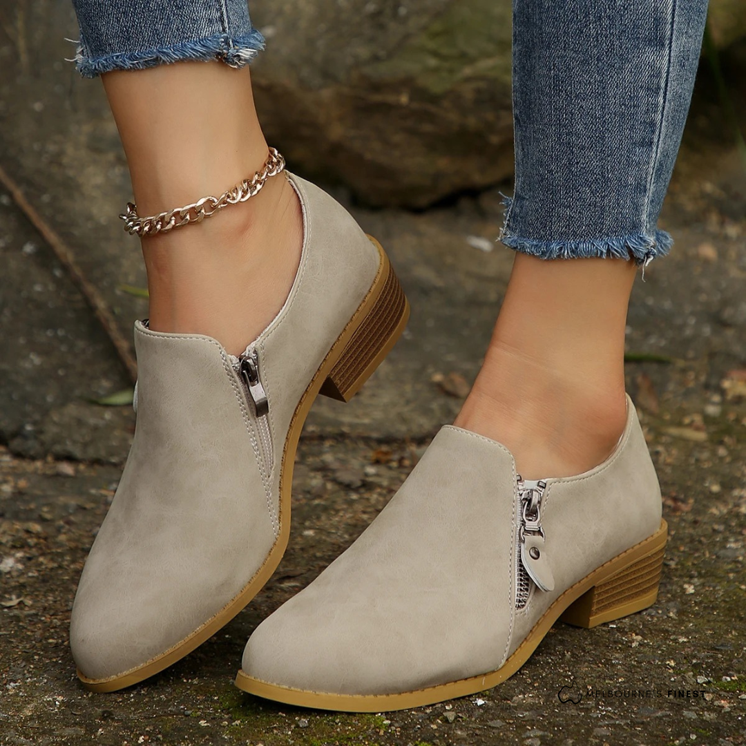Women's Chic Ankle Boots with Zipper Detail