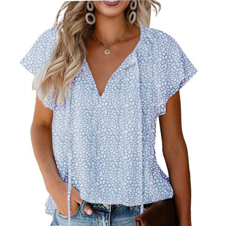 Ifedayo – Printed V-Neck Flutter Top
