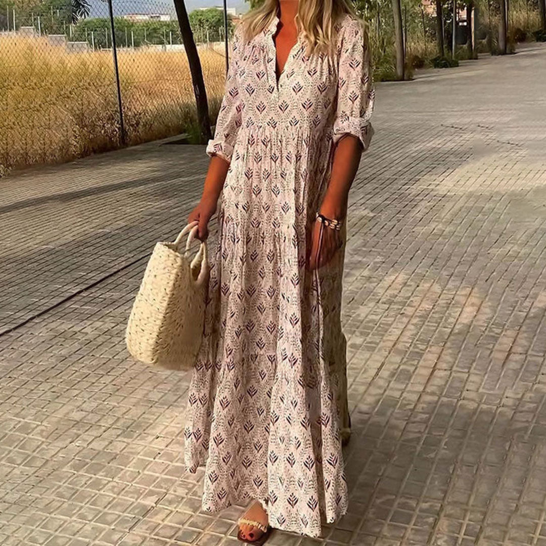 Vivian – Printed Boho Maxi Dress