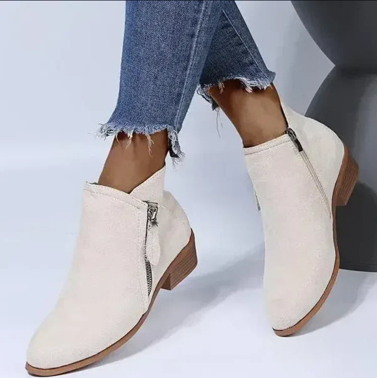 Women's Orthopedic Ankle Boots with Side Zipper and Block Heel