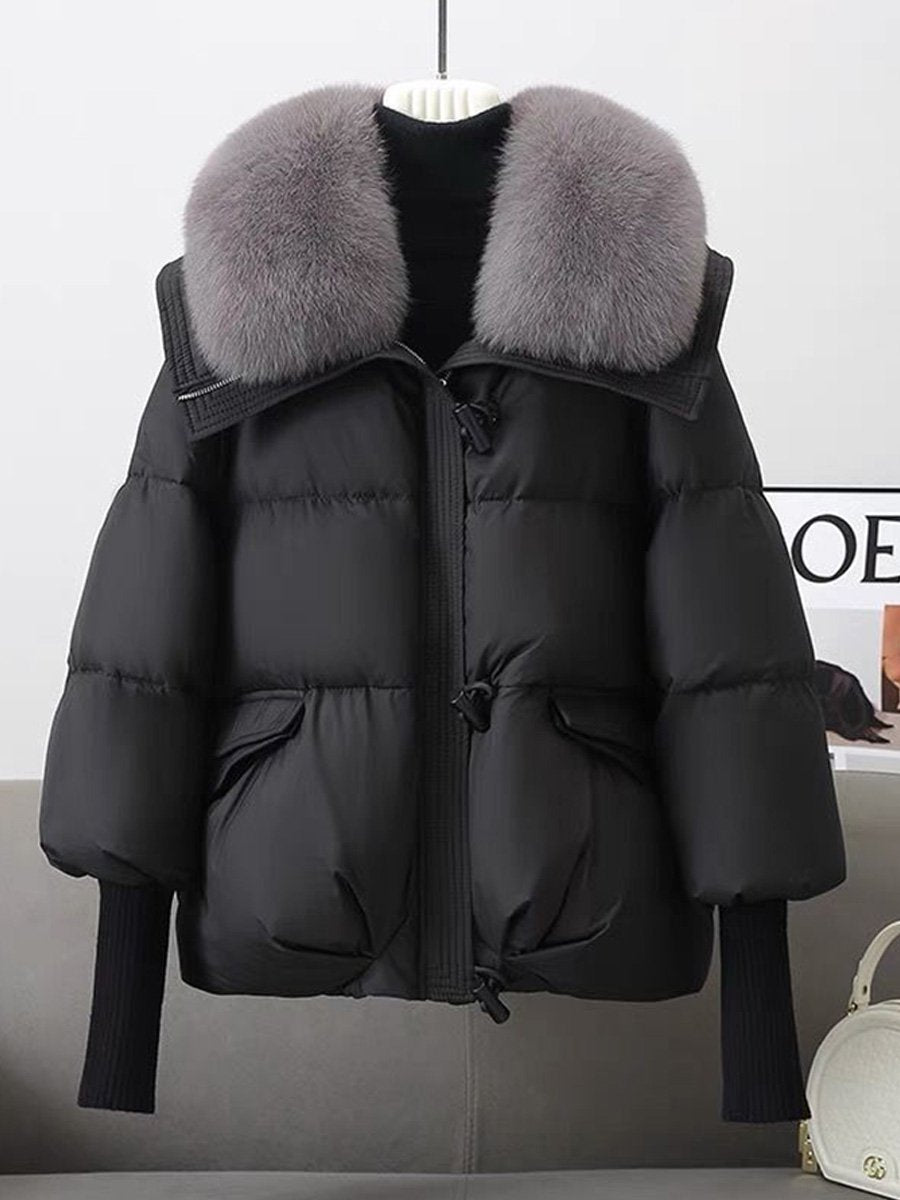 Sandra | Chic, oversized down coat for women with plush fur collar