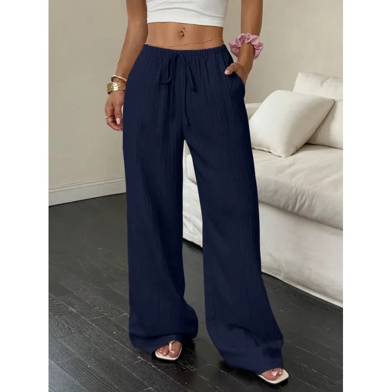 Women’s Wide Leg Pants Casual Solid Color Loose