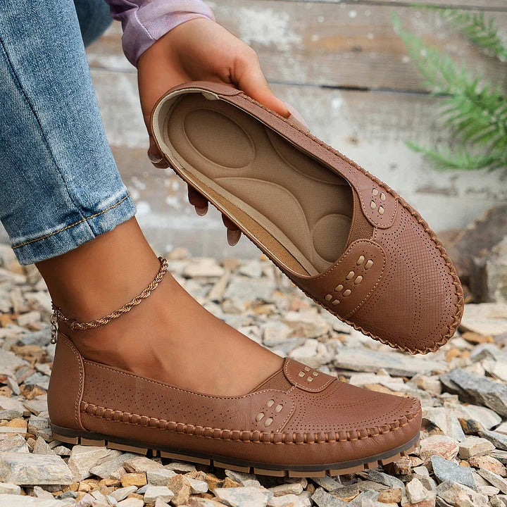 Women's Slip-On Loafers with Comfort Sole and Contrast Stitching