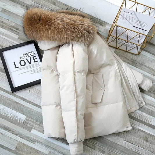 Ella | Winter coat with faux fur hood