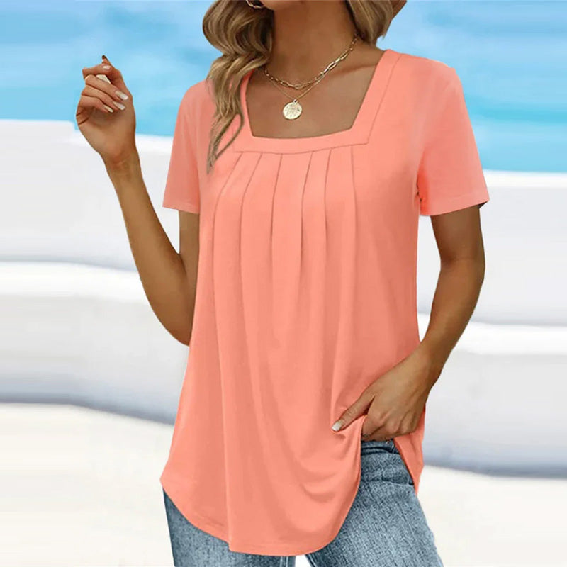 Danielle – Pleated Square Neck Top