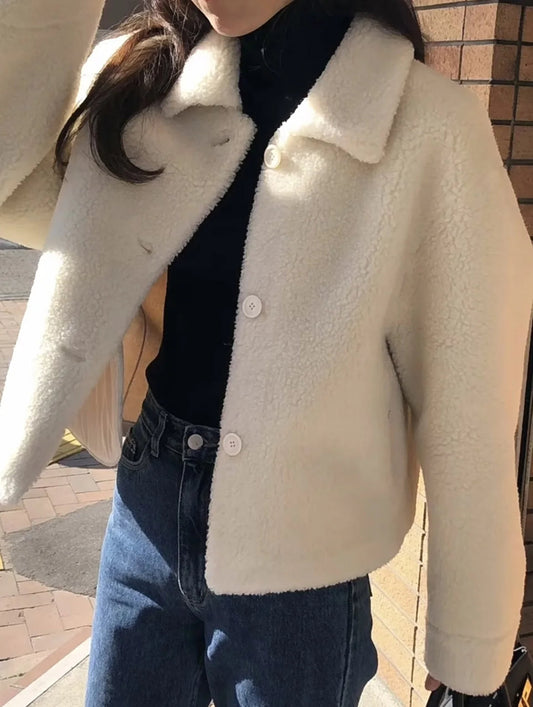 Magaly | Long sleeve fashionable white winter coat for women