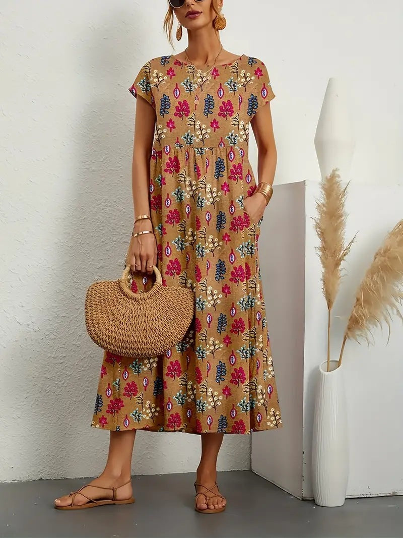 Ivory – Floral Print Midi Dress