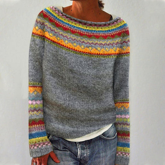 Women's colorful knit sweater for cozy autumn vibes