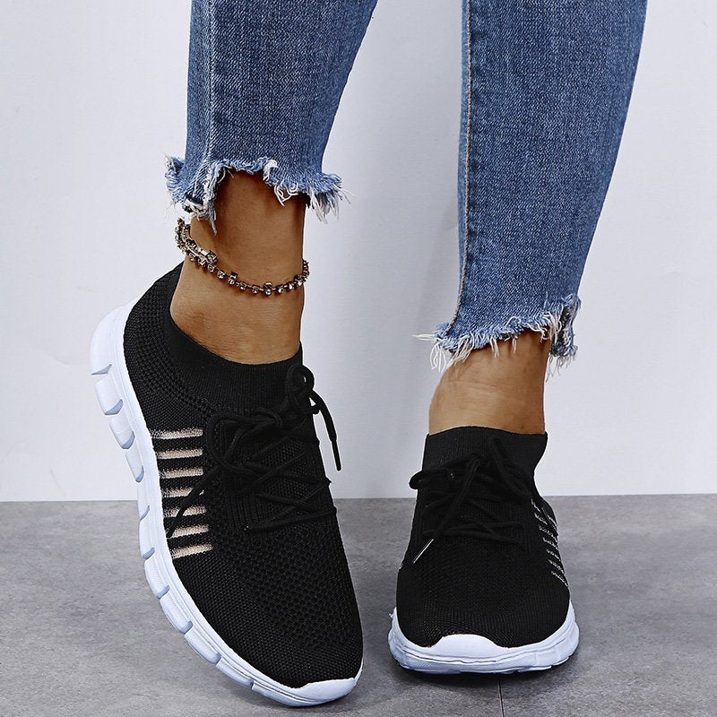 Women’s Ergonomic Slip-On Shoes with Breathable Mesh and Laces