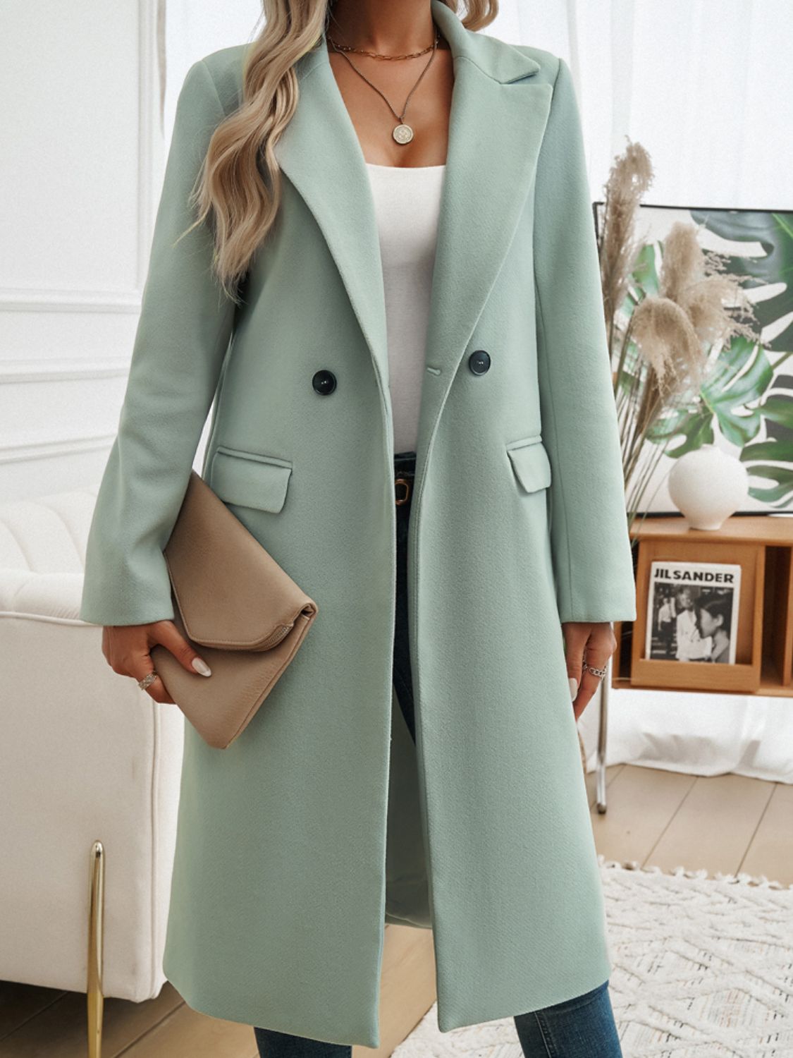 Hannah | Long sleeve coat with pockets and collar