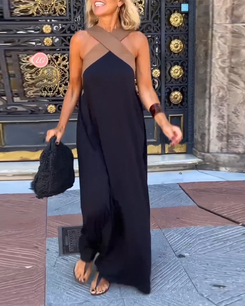 Morven – Crossover Halter Maxi Dress