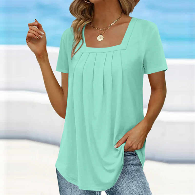 Danielle – Pleated Square Neck Top