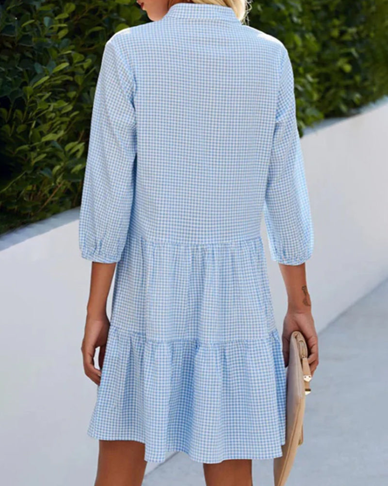 Primrose – Buttoned Gingham Day Dress