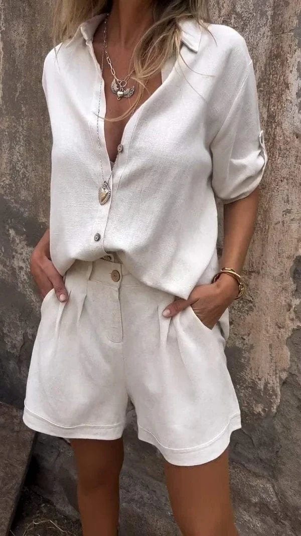 Marah – Relaxed Button-Up Shorts Set
