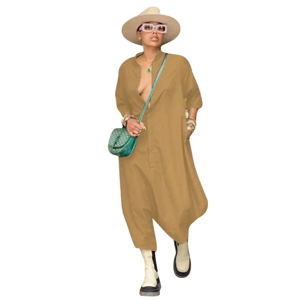 Women’s Wide Leg Bodysuit Casual Loose Hip Hop Style