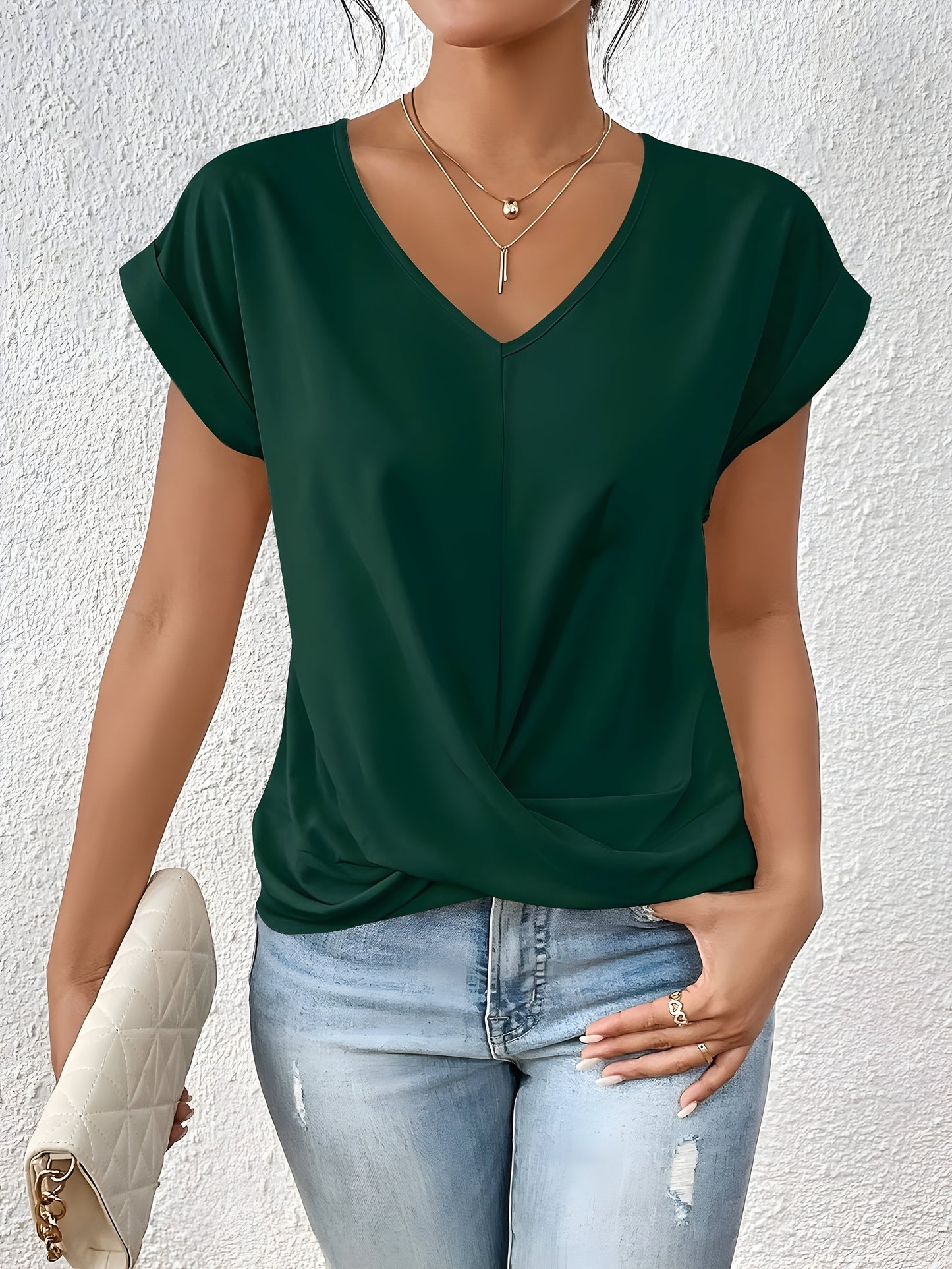 Kathrina | V-Hals Twist Front Top