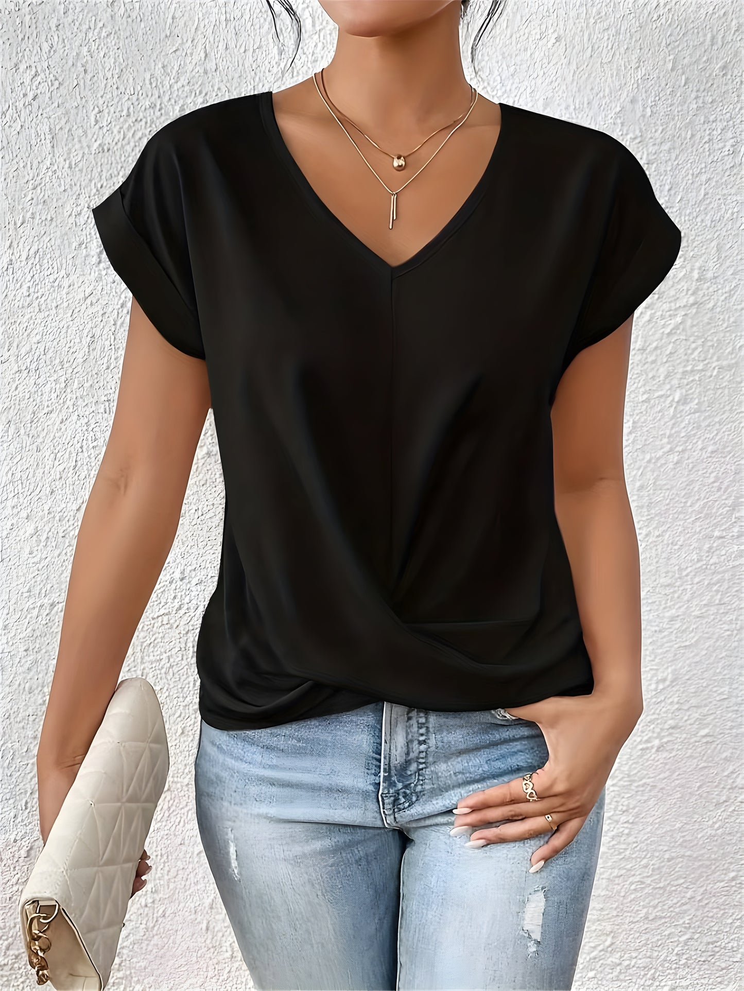 Kathrina | V-Hals Twist Front Top