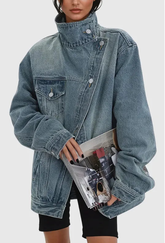 Women’s Oversized Denim Coat Korean Style Washed Jacket
