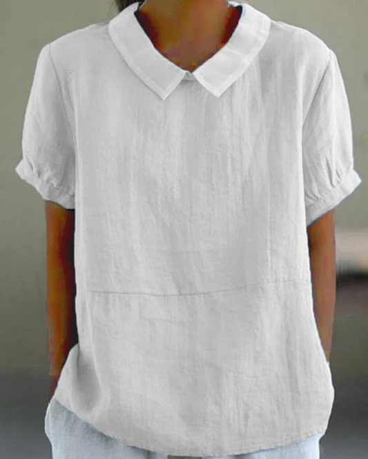 Beatrix - Retro Floral Cotton-Linen Shirt