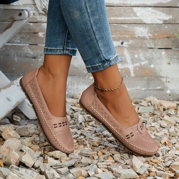 Women's Slip-On Loafers with Comfort Sole and Contrast Stitching