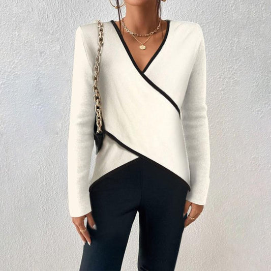 Yzabelle – Wrap Contrast Trim Jumper