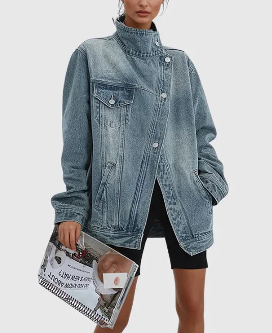Women’s Oversized Denim Coat Korean Style Washed Jacket