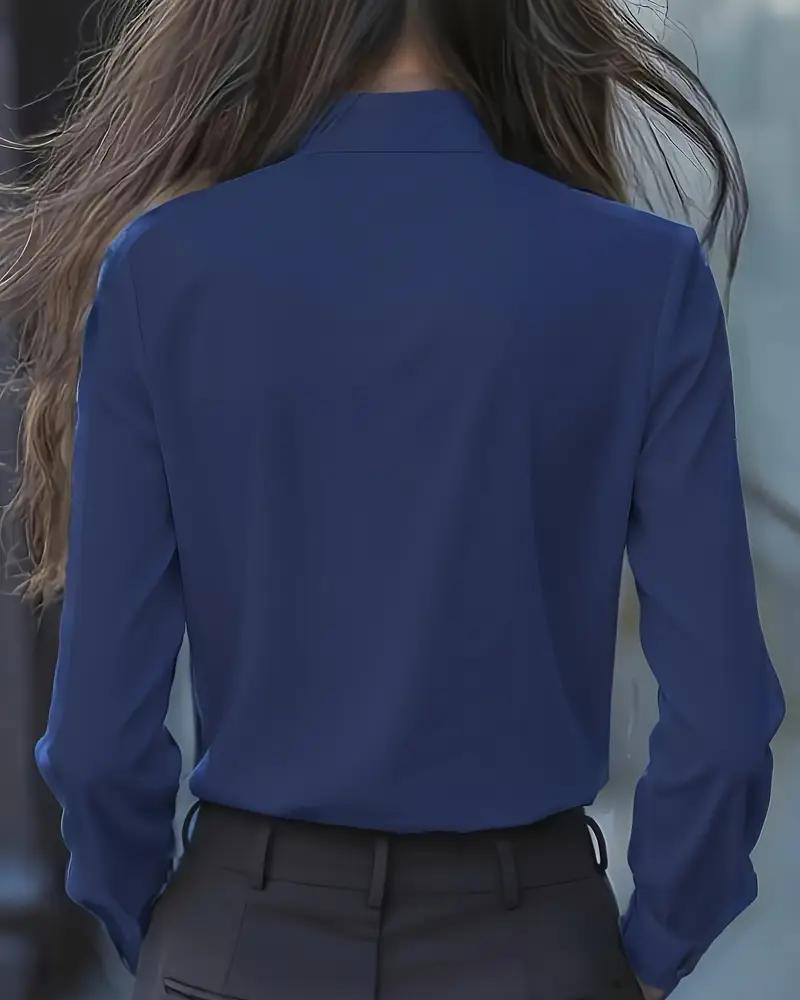 Long Sleeve Blouse with Knot and Ruffles