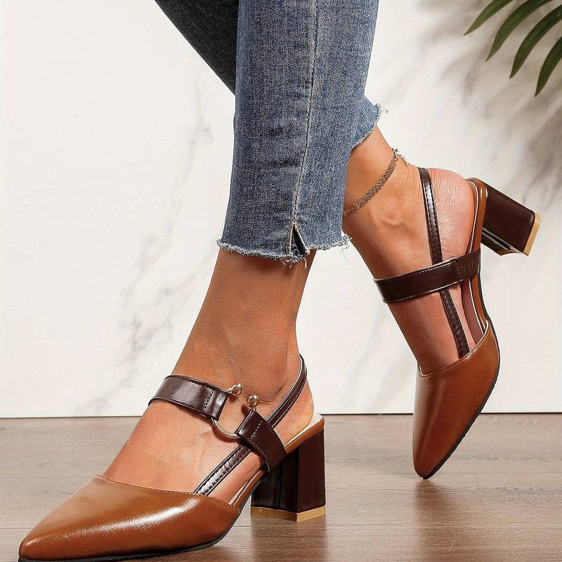 Women’s Orthopedic Block Heels – Stylish Pointed Toe Slingbacks