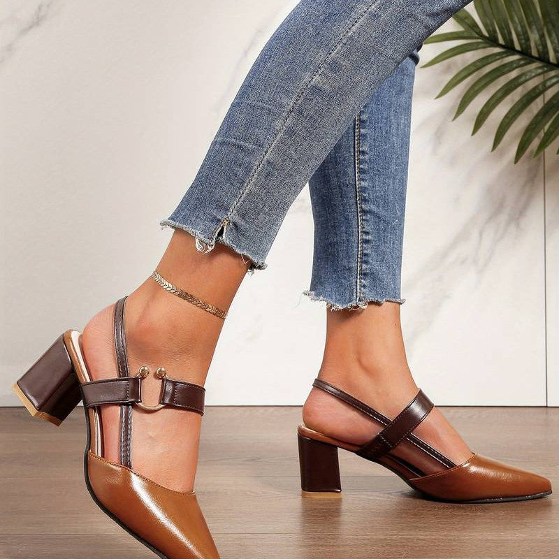 Women’s Orthopedic Block Heels – Stylish Pointed Toe Slingbacks