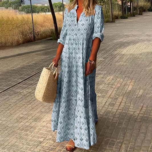 Vivian – Printed Boho Maxi Dress