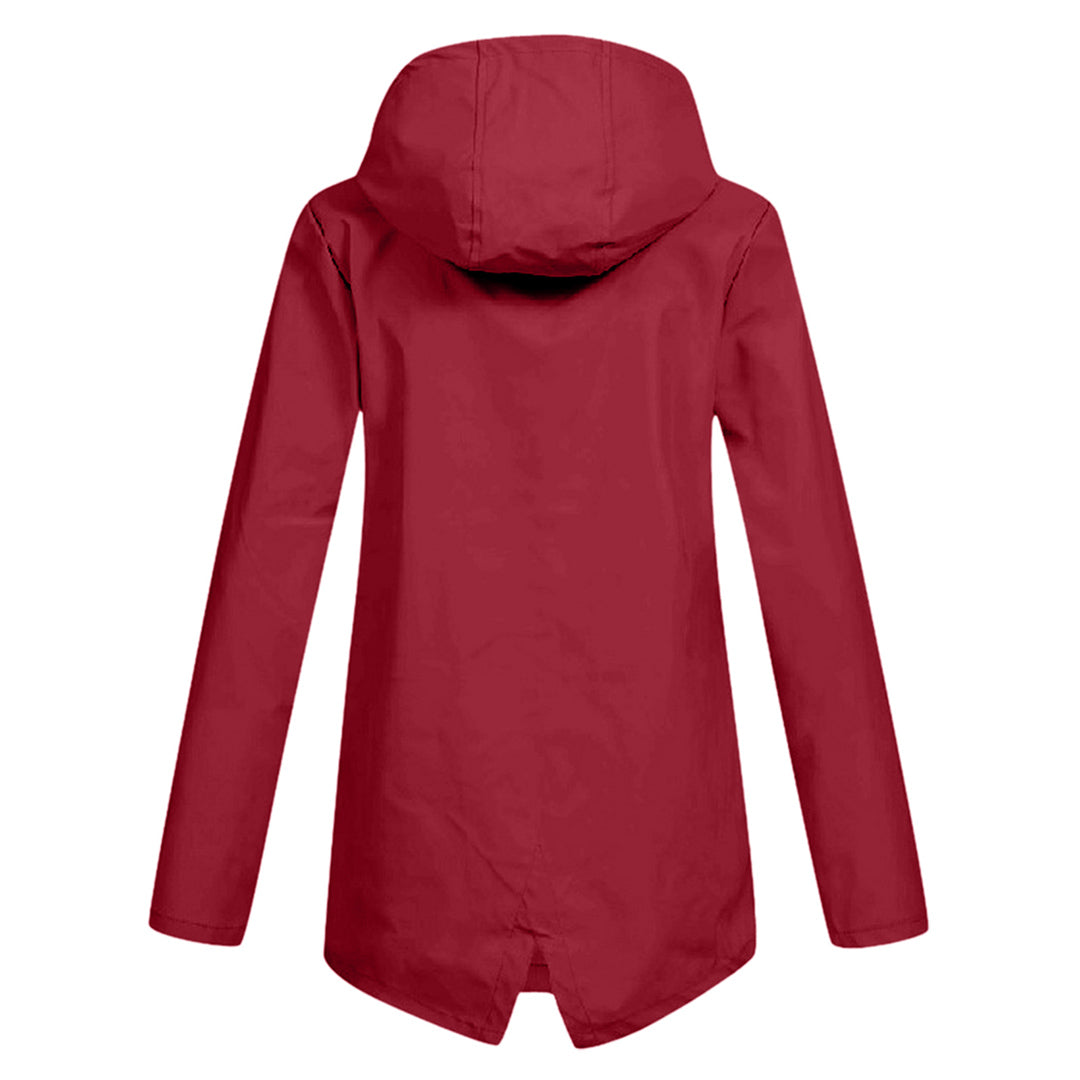 Women's Long Hooded Raincoat for Winter