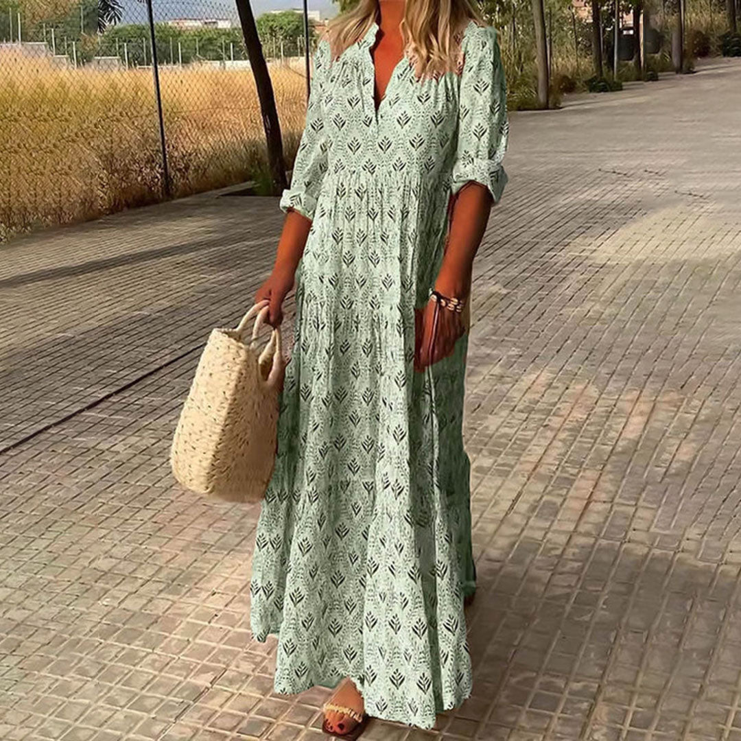 Vivian – Printed Boho Maxi Dress