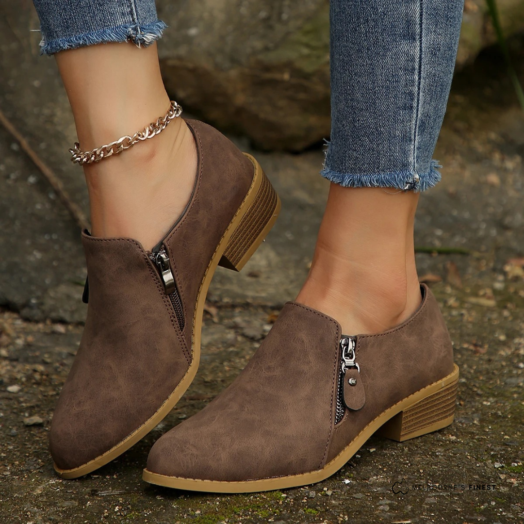 Women's Chic Ankle Boots with Zipper Detail