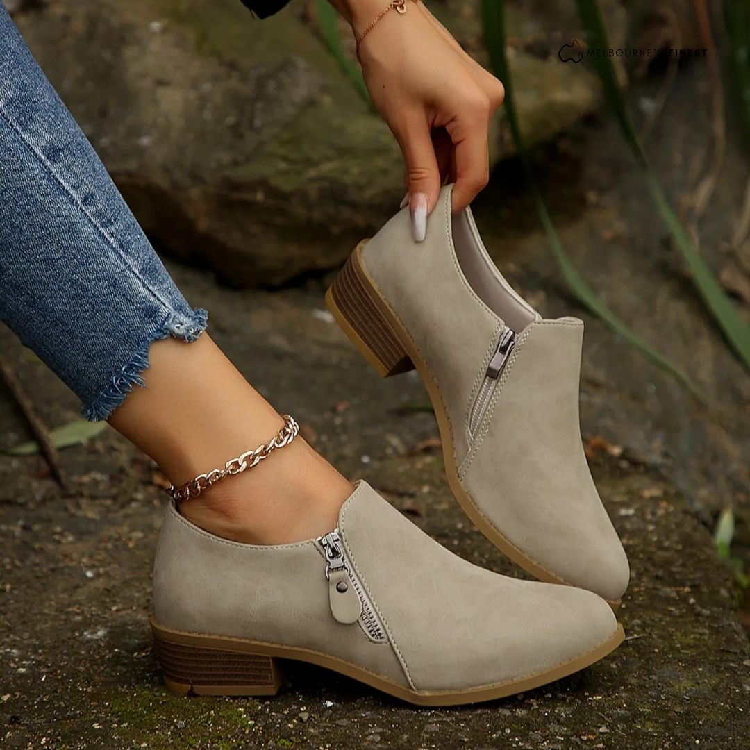 Women's Chic Ankle Boots with Zipper Detail