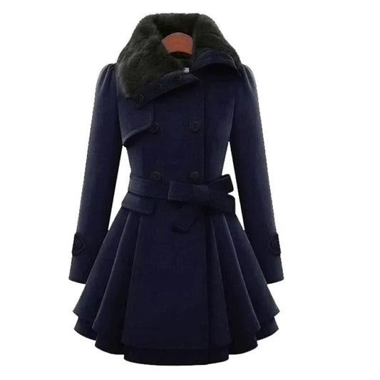 Antonella  | Chic trench coat with vegan fur for a luxurious look