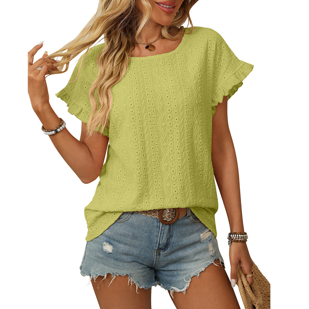 Briony – Broderie Ruffle Sleeve Top