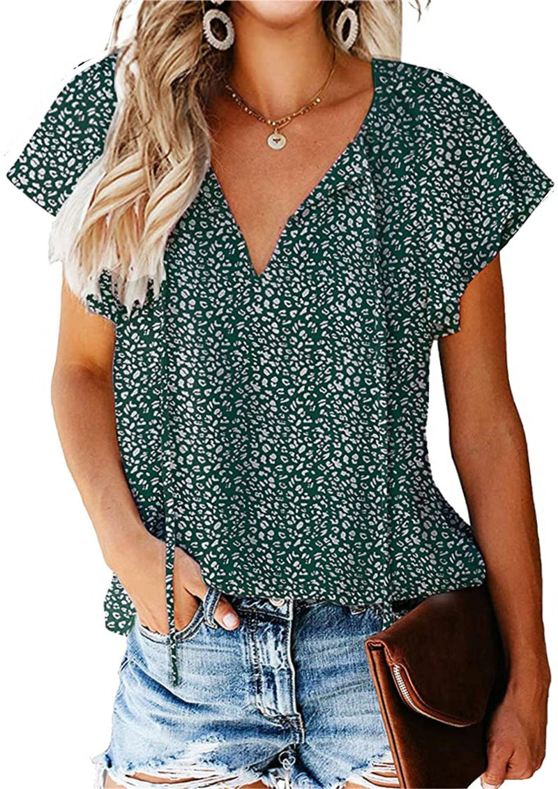 Ifedayo – Printed V-Neck Flutter Top