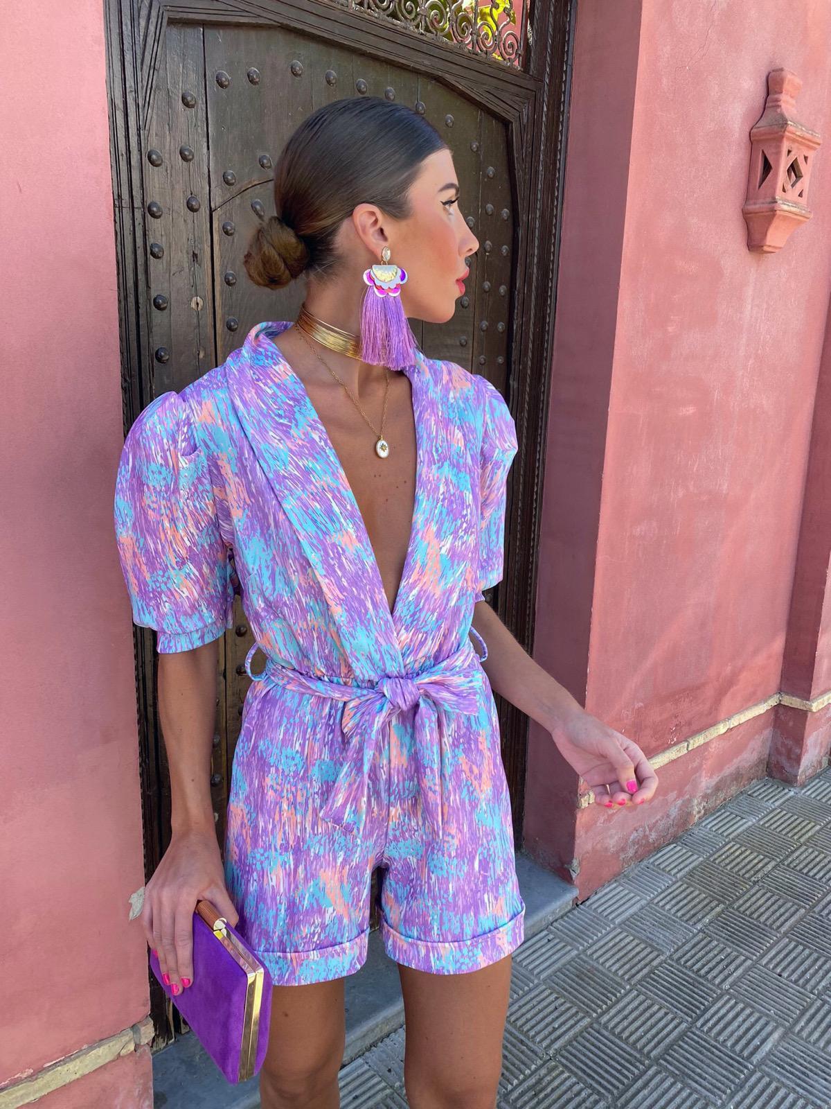 Polly – Abstract Belted Playsuit