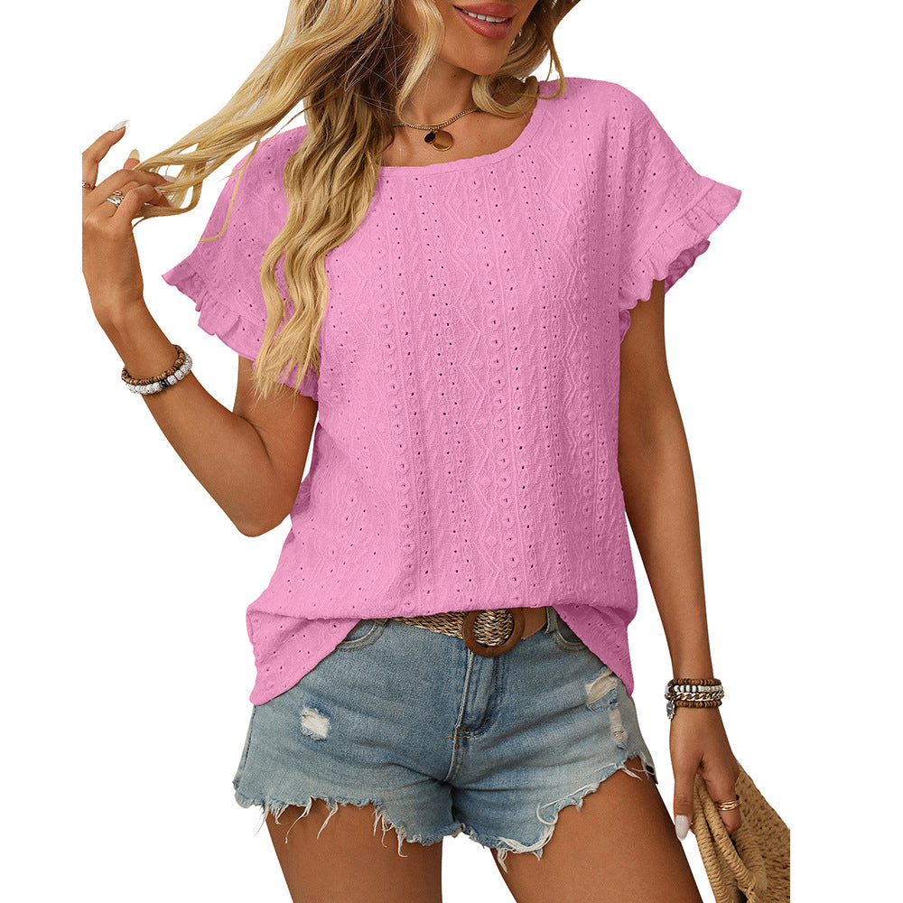 Briony – Broderie Ruffle Sleeve Top