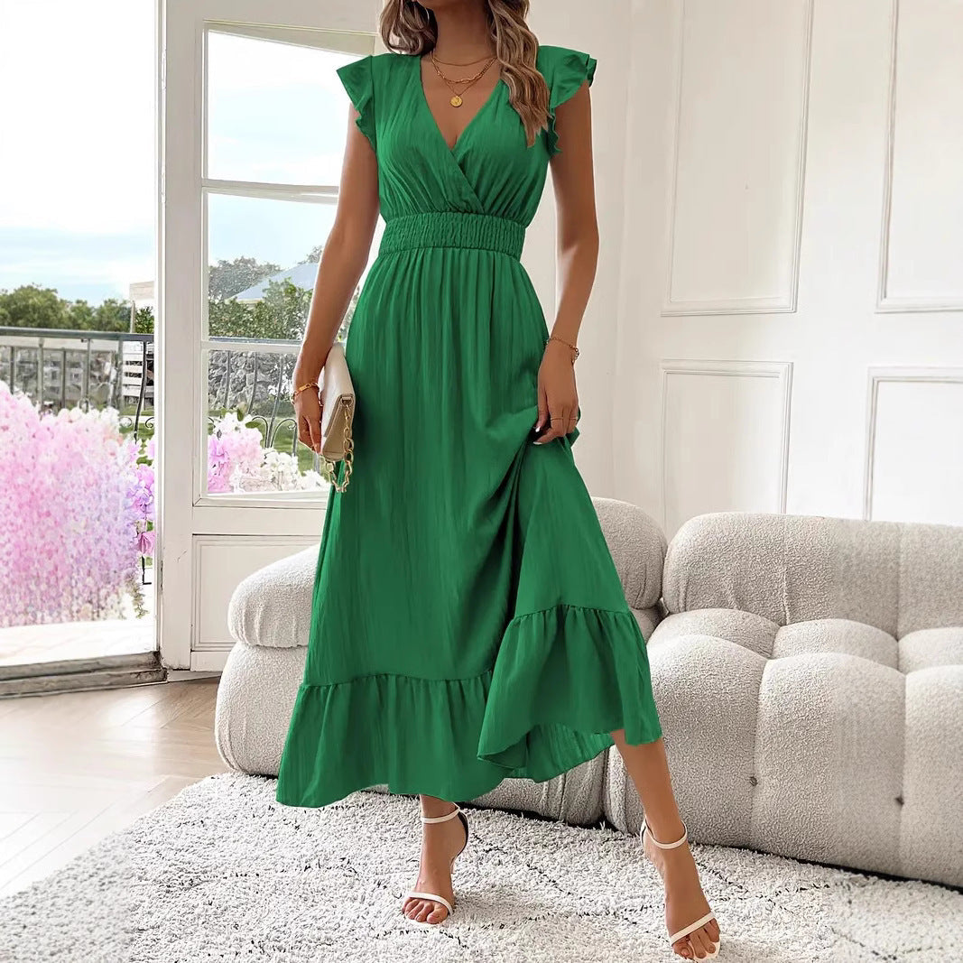 Terry – Ruffle Sleeve Smocked Midi Dress