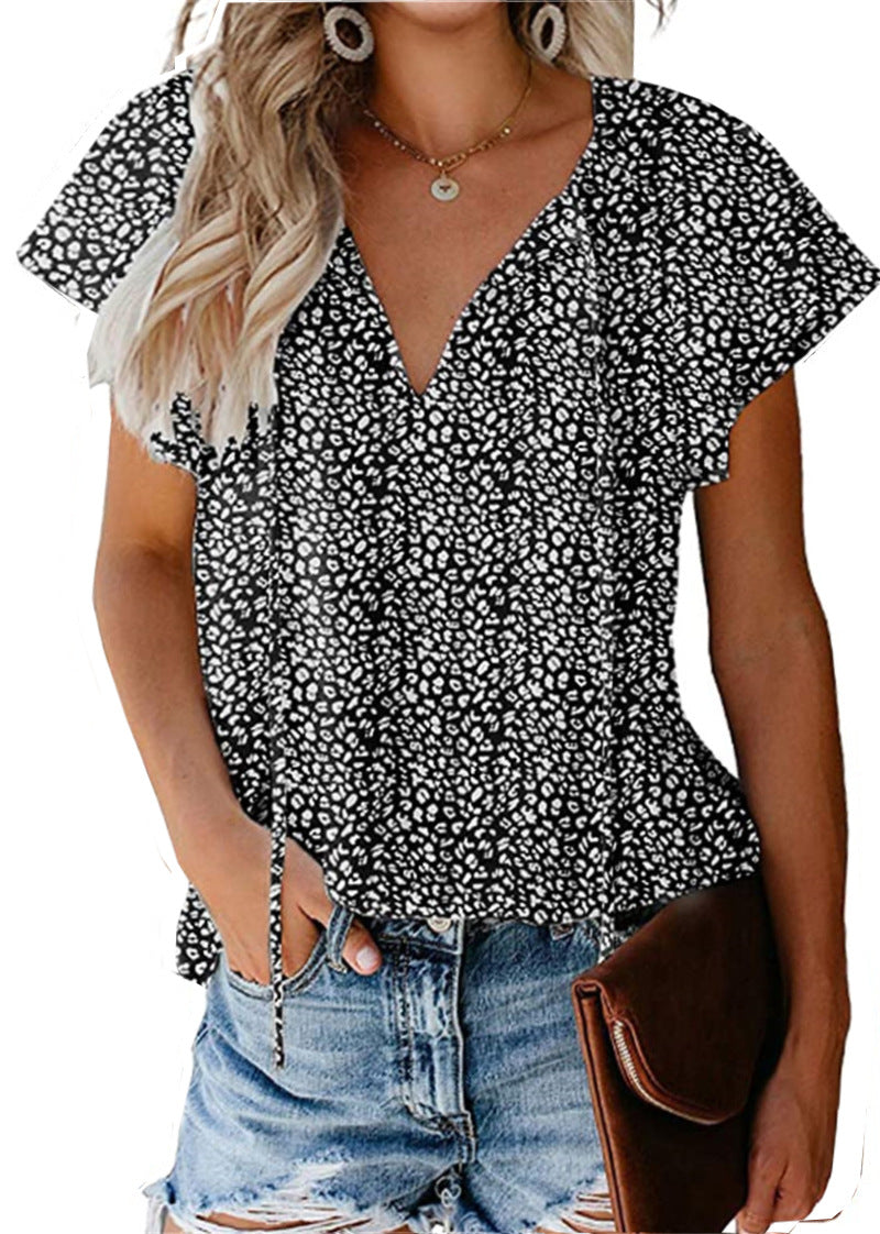 Ifedayo – Printed V-Neck Flutter Top