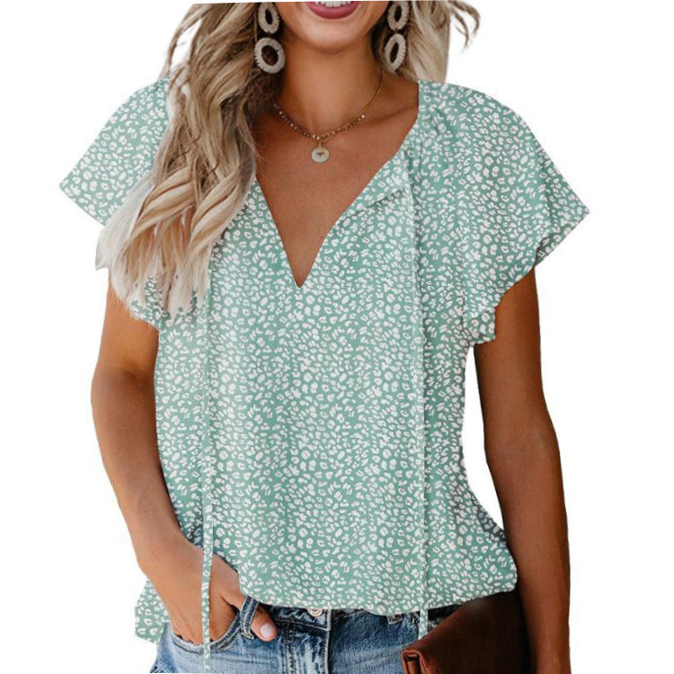 Ifedayo – Printed V-Neck Flutter Top