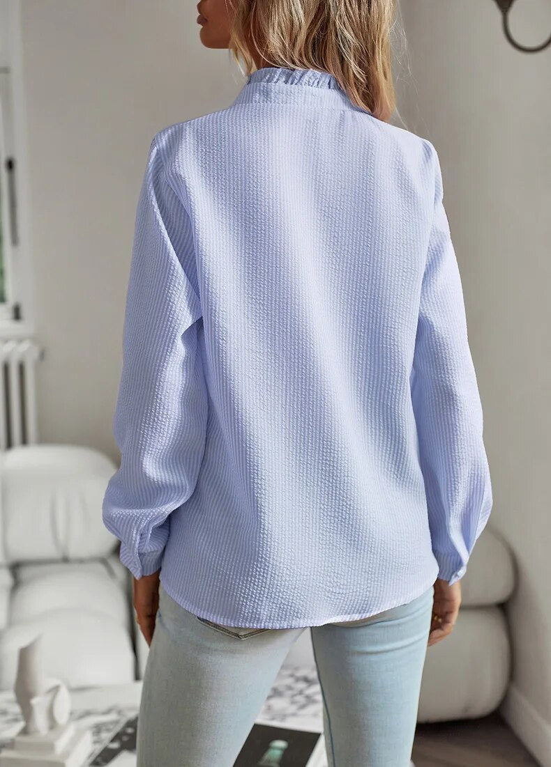 Lang – Textured Ruffle Collar Blouse