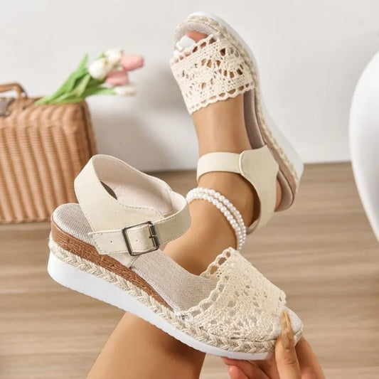 Women's Espadrilles with Ankle Strap and Wedge Sole