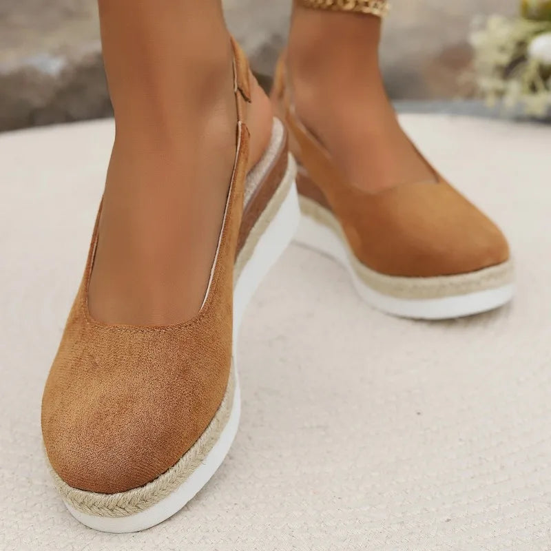 Women's Slingback Platform Shoes with Cushioned Wedge Sole