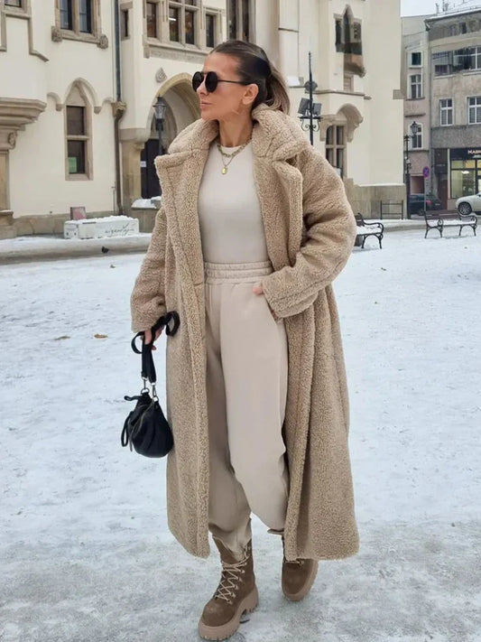 Dayana | Long warm faux wool coat for women
